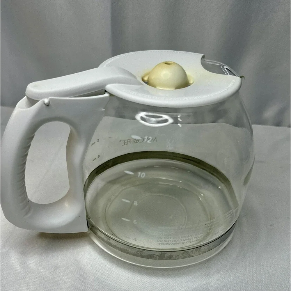 Mr. Coffee Glass Replacement Carafe 12 Cup‎ White Handle Clear Pot